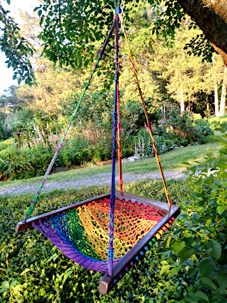 purple swing chair